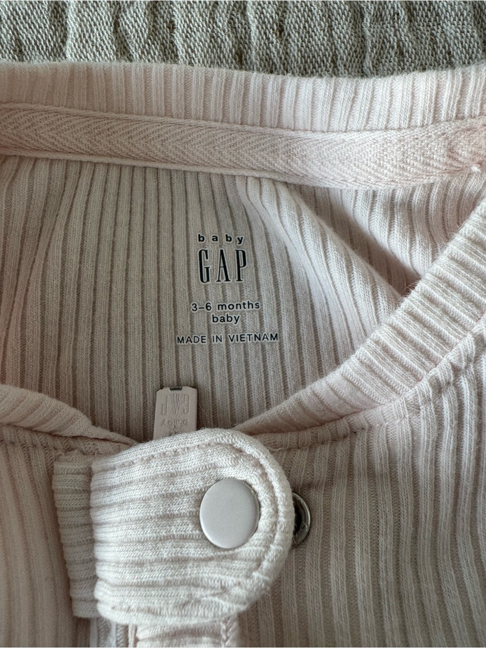 GAP Pale Pink Ribbed Ruffle-Trim Footed One-Piece - Picture 3 of 3
